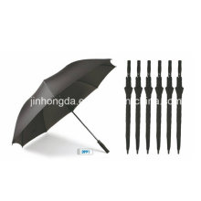 Paraguas recto abierto negro del golf de la tela negra (YSGO0003)